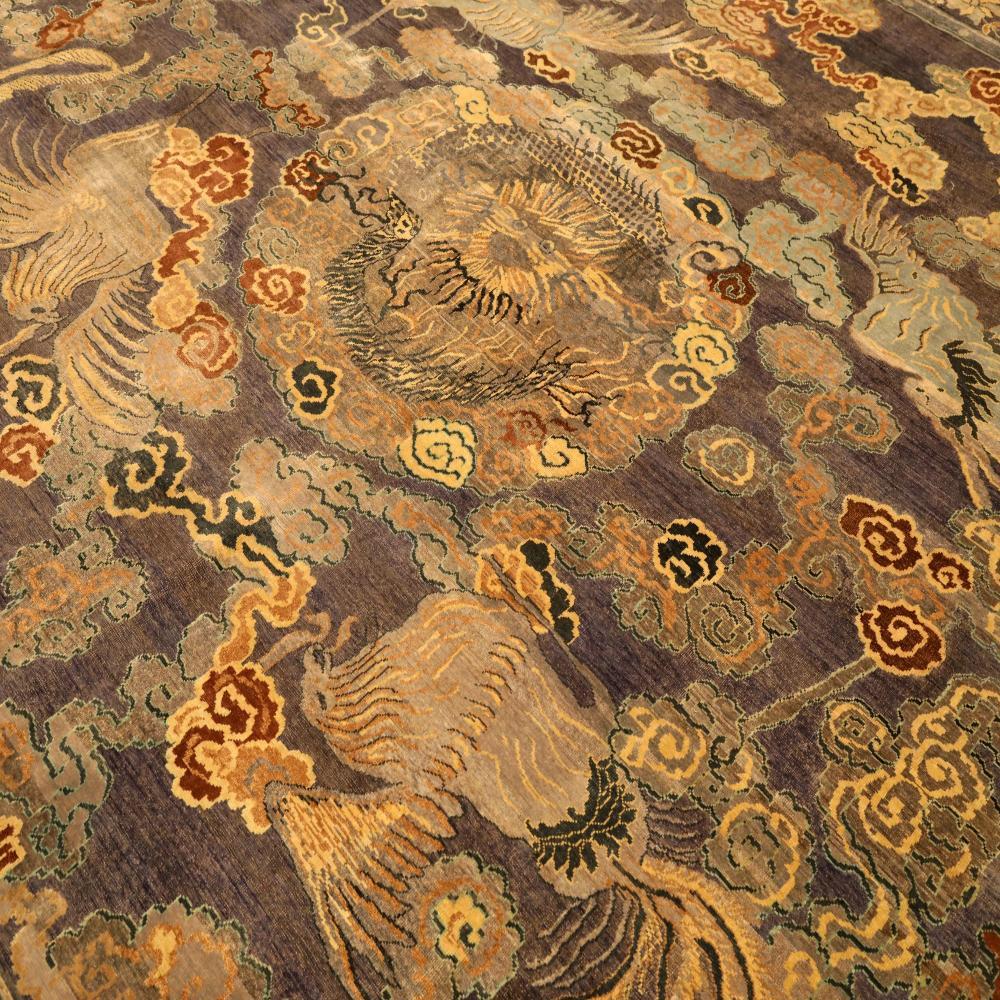 Alfombras Dragón India - Lana Marrón Marfil Diseño Amarillo - 94091 Moderno en venta