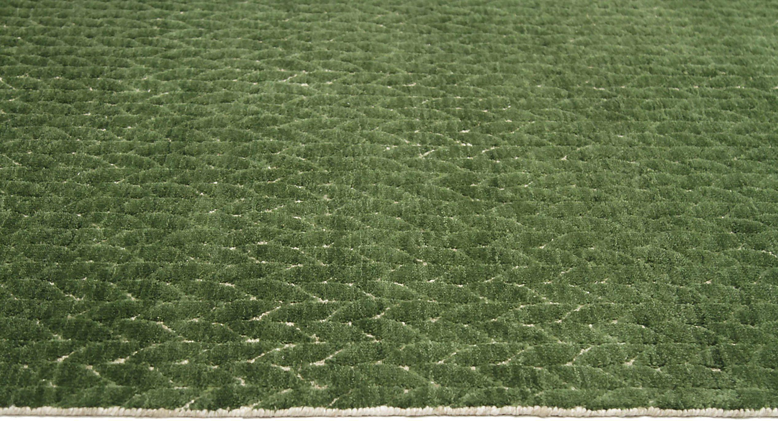 Indien Petit tapis indien Fern datant d'environ 1990, motif vert laine - 90593 en vente