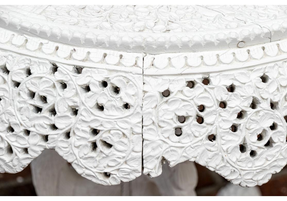 India Hand-Carved And Painted Figural Pedestal Accent Table For Sale 7