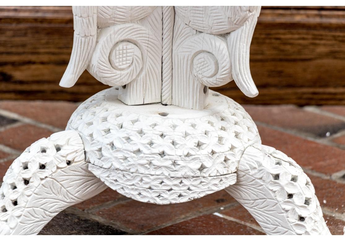 India Hand-Carved And Painted Figural Pedestal Accent Table For Sale 2