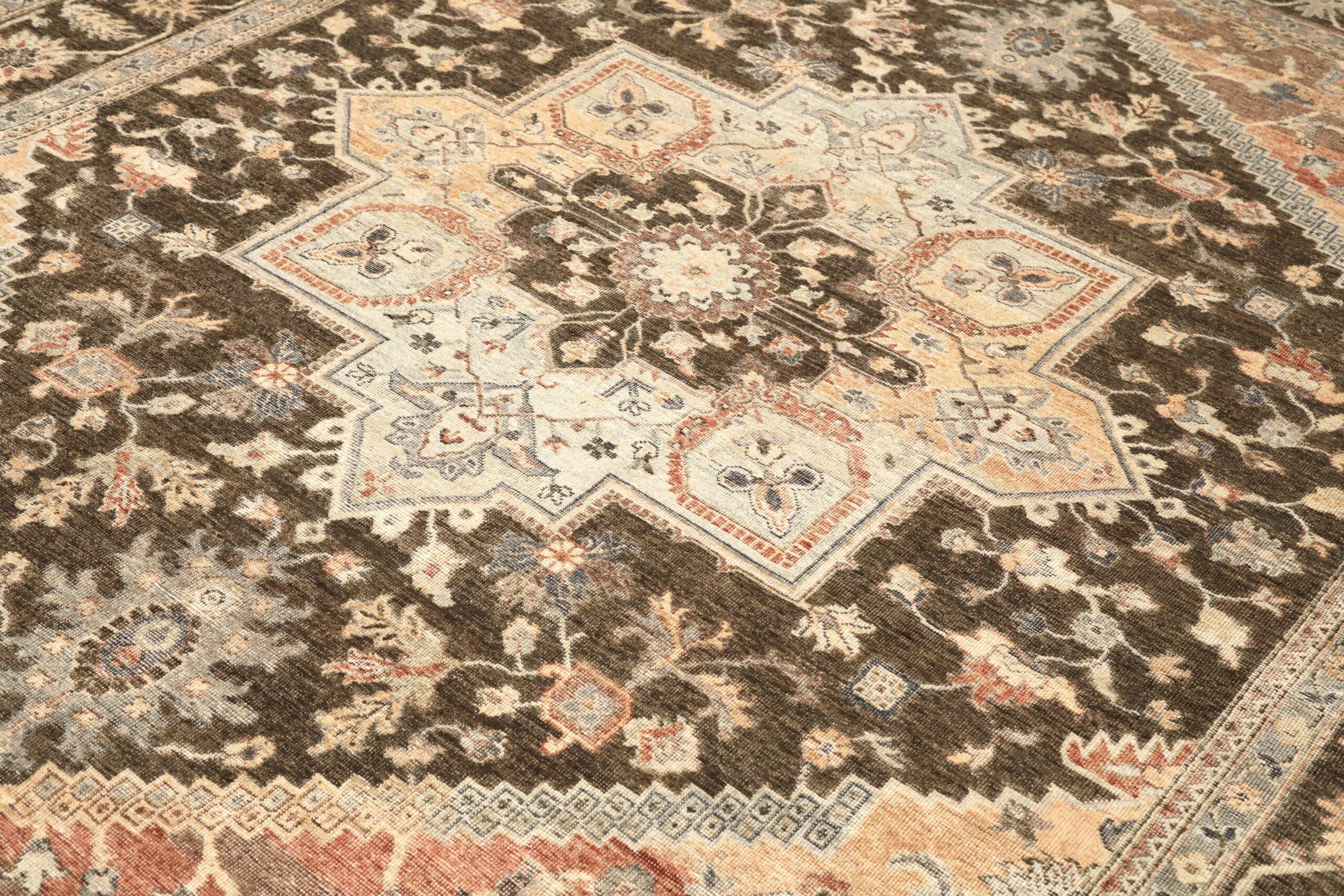 Moderno Tappeti India Heriz - Lana Marrone Design/One - 96607 in vendita