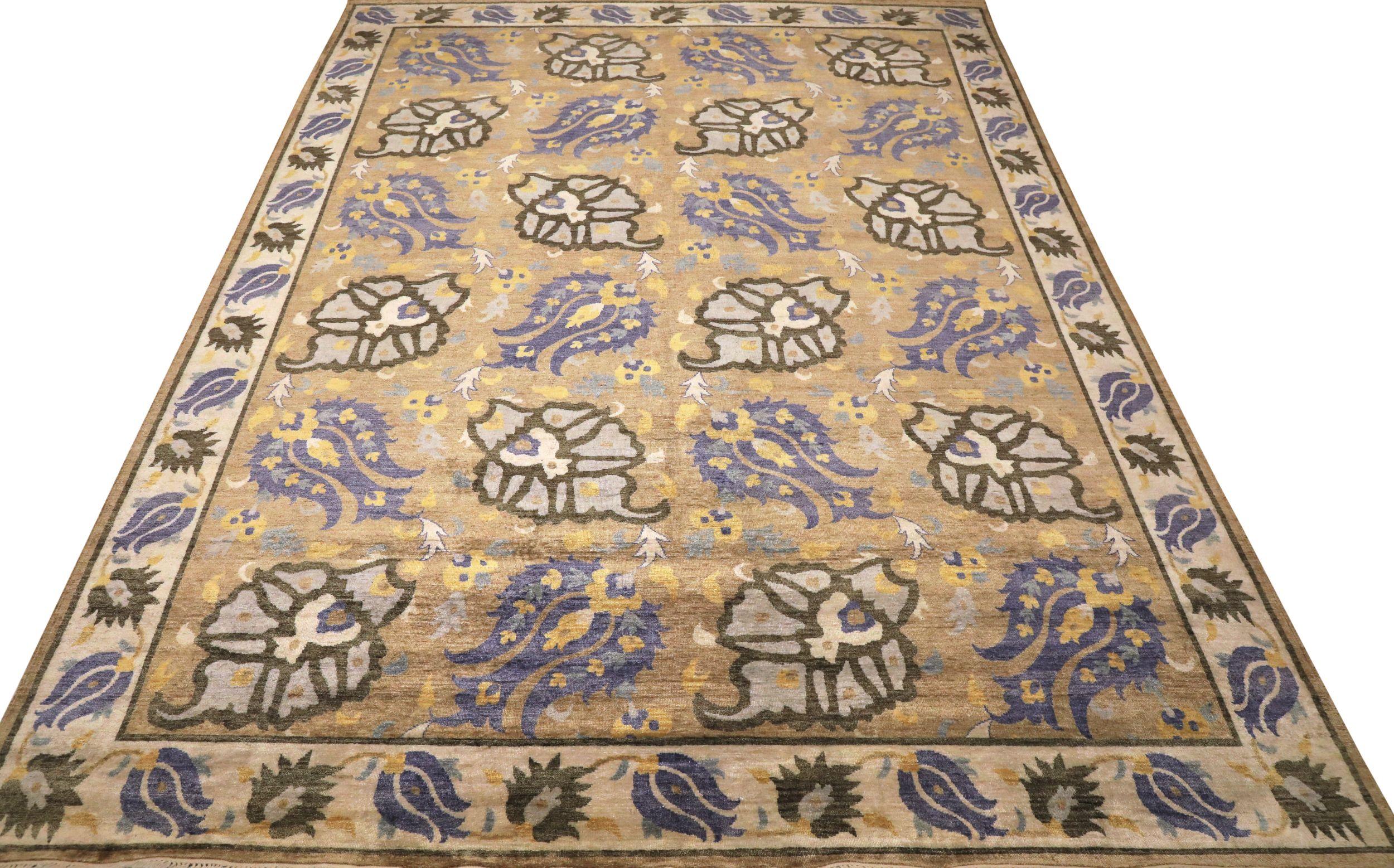 Découvrez l'élégance de l'Ikat de l'Inde avec les tapis de zone de Circa 1990. Conçu avec de la Laine et du BleuBrunIvoireJaune, ce design exclusif est parfait pour mettre en valeur votre espace.