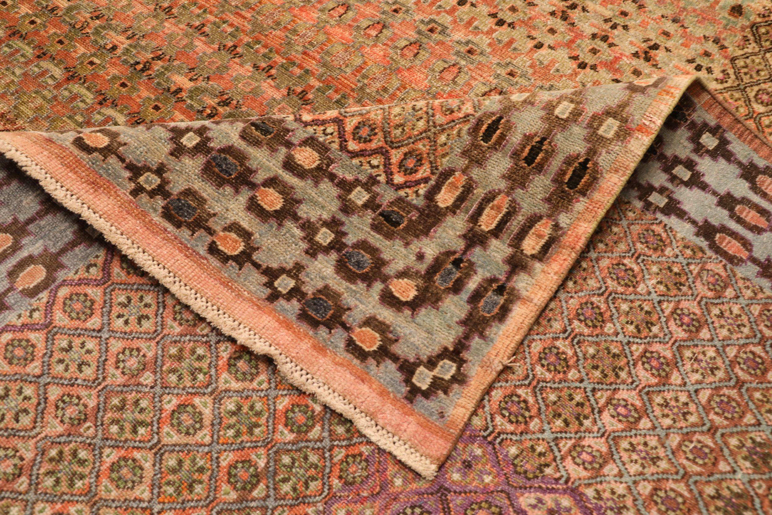 Indien Ikat Over Size Teppich - Wolle Grün Rot Gelb Design - 93870 (Indisch) im Angebot
