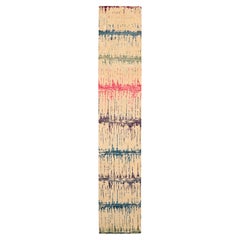 India Ikat-Läufer - Wolle Blau Grün Elfenbein Rosa Design - 94110