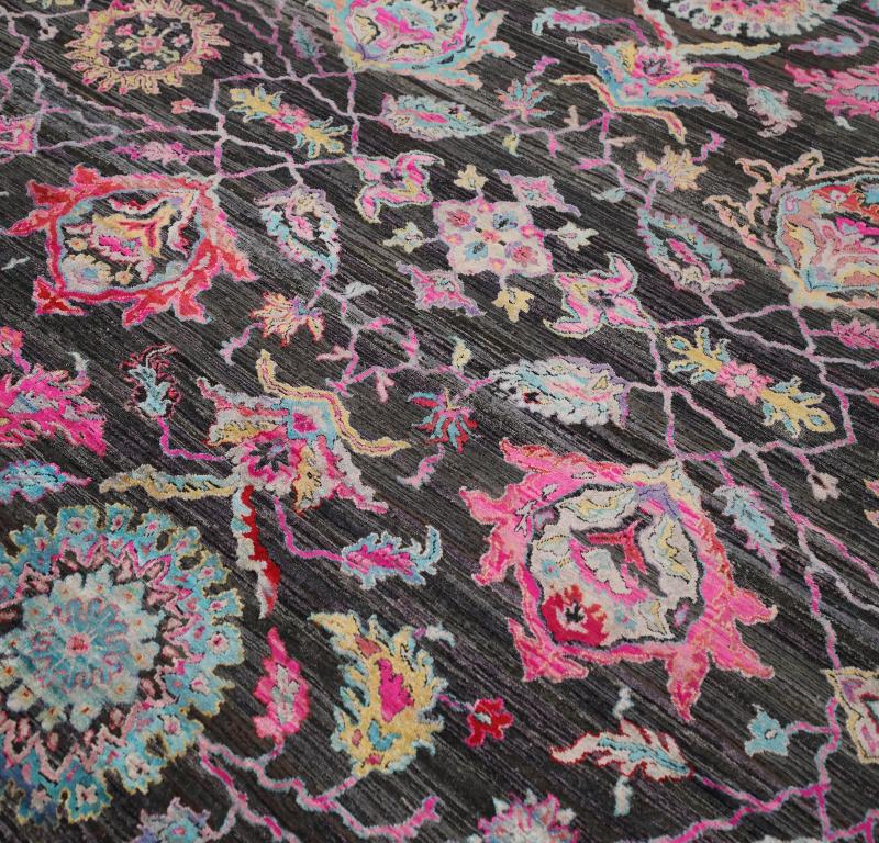 Indien Indien Bereich Teppiche - Blau Grün Rosa Gelb Design/One - 93270 (Indisch) im Angebot