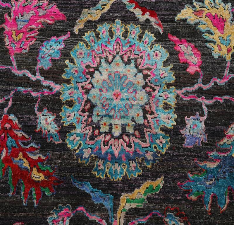 Indien Indien Bereich Teppiche - Blau Grün Rosa Gelb Design/One - 93270 (Handgeknüpft) im Angebot