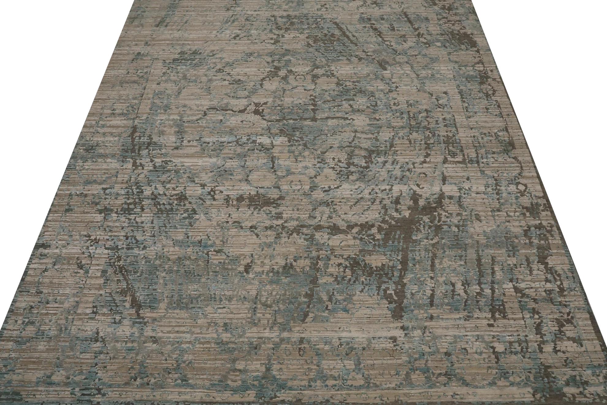 A Modern Indian Wool Masterpiece
This stunning area rug masterfully captures the beauty of a time-worn antique within a fresh, contemporary framework. Its design is a captivating dance between a classic pattern and modern abstraction. From the list