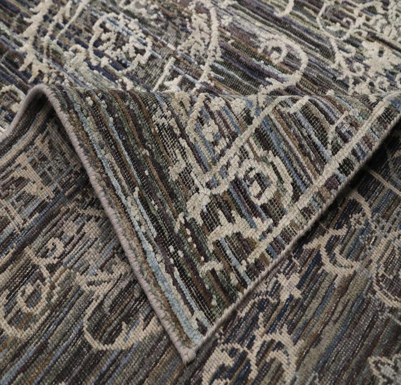Indien Indien Bereich Teppiche - Wolle Blau Braun Grün Elfenbein Design - 93282 (Indisch) im Angebot