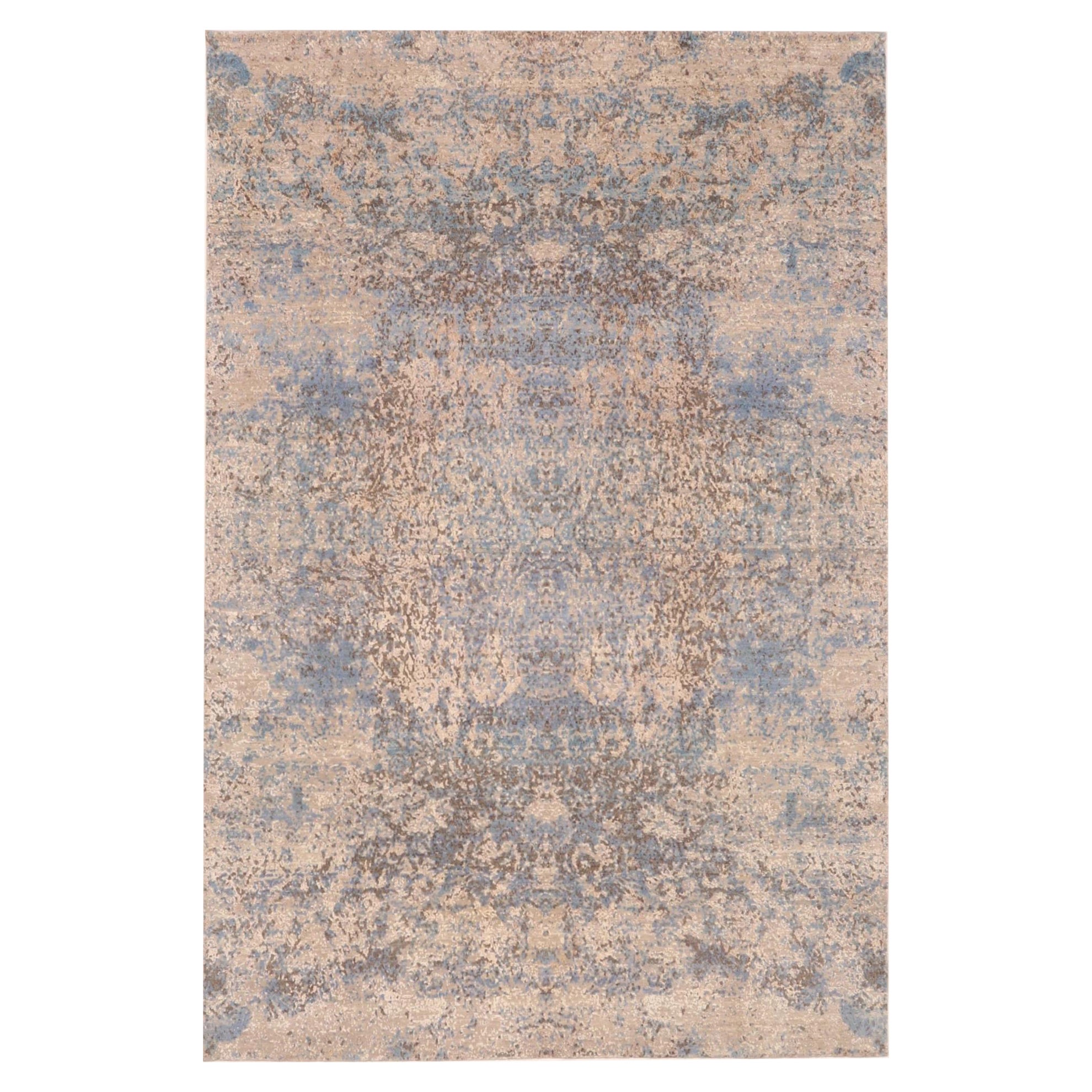 Indien Indien Bereich Teppiche - Wolle Blau Braun Elfenbein Design - 93293
