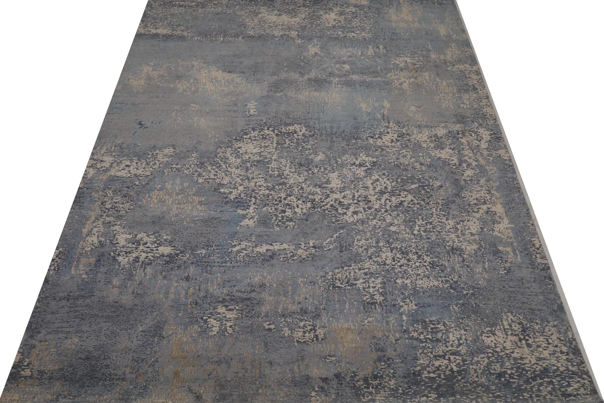 Entdecken Sie die Eleganz von India India mit den Area Rugs von Circa 1990. Dieses exklusive Design aus Wolle und BlauGrauElfenbein ist perfekt, um Ihren Raum zu verschönern.