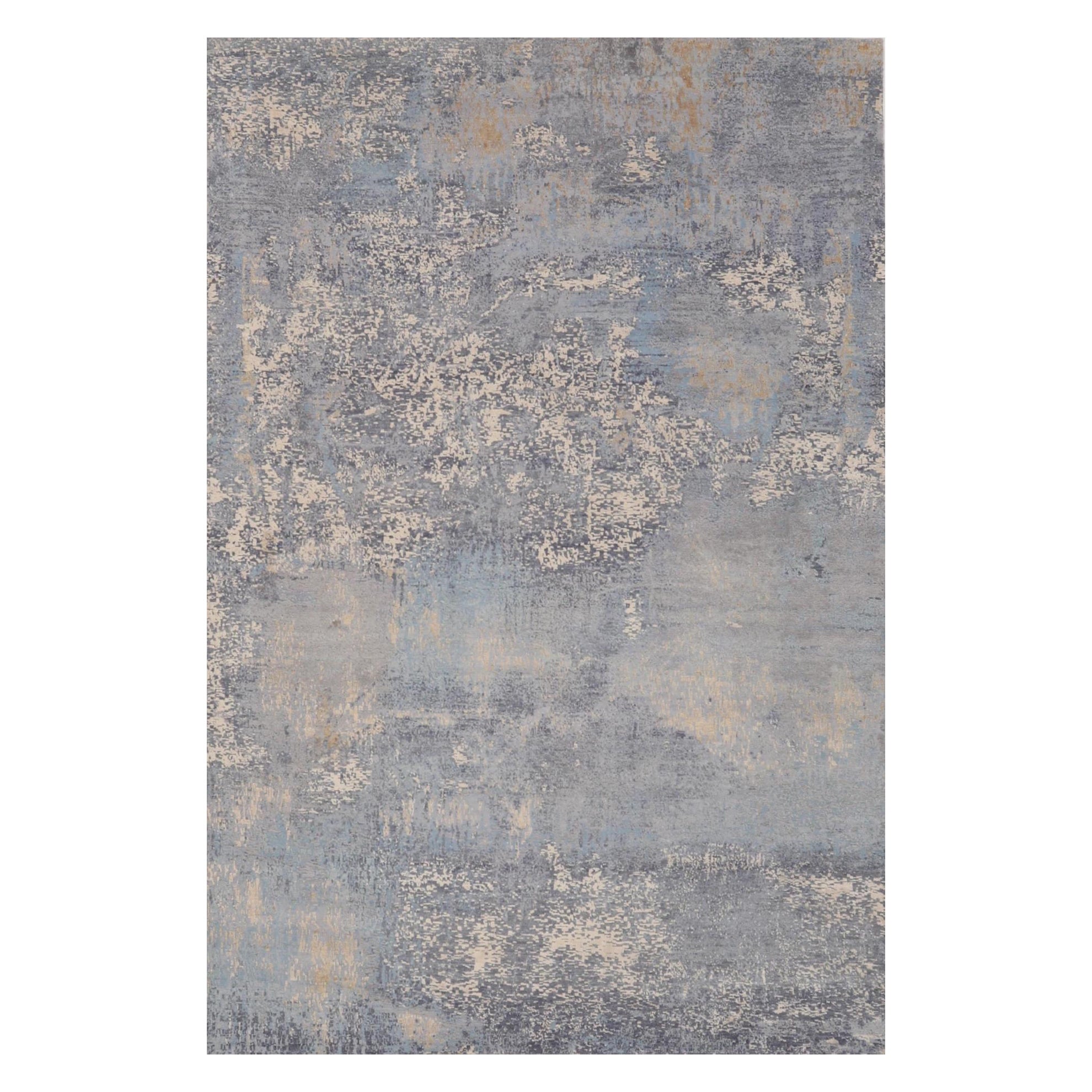 India Teppiche - Wolle Blau Grau Elfenbein Design - 93301 im Angebot