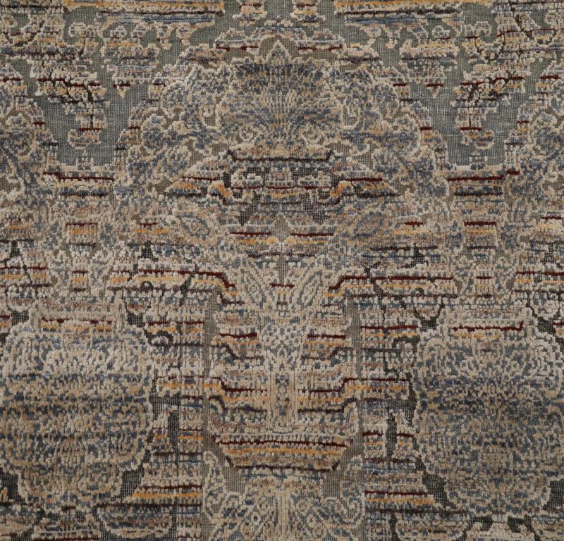 Indien Indien Bereich Teppiche - Wolle Brown Elfenbein Taupe Design - 93284 (Handgeknüpft) im Angebot