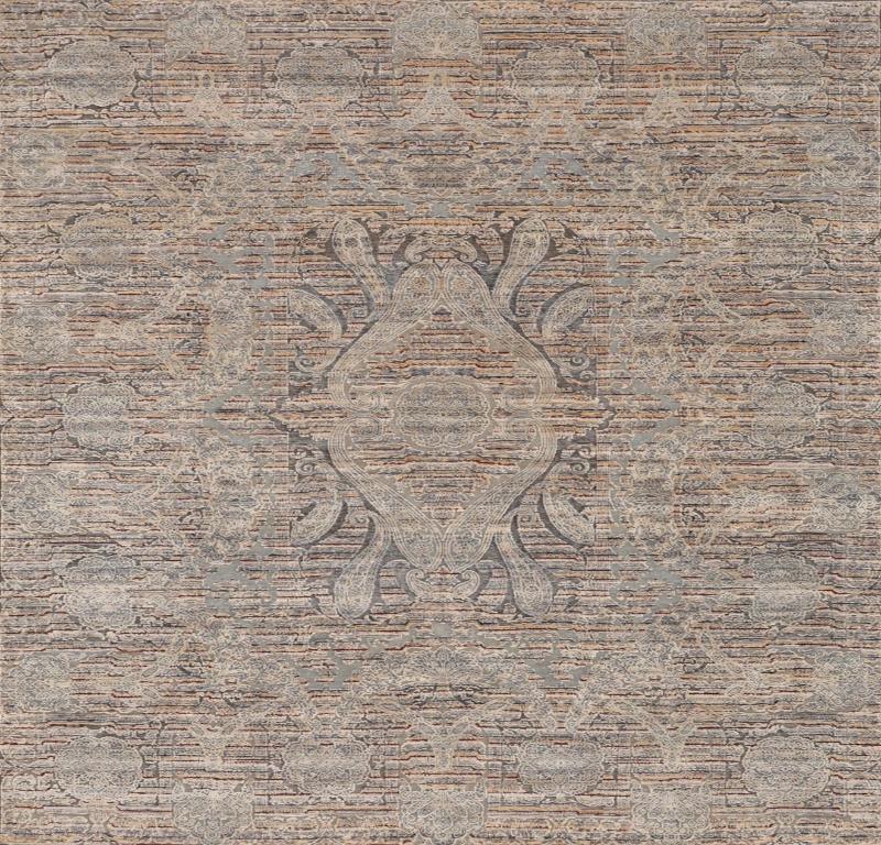 Tapis de sol de l'Inde - Laine Brown Ivory Taupe Design - 93284