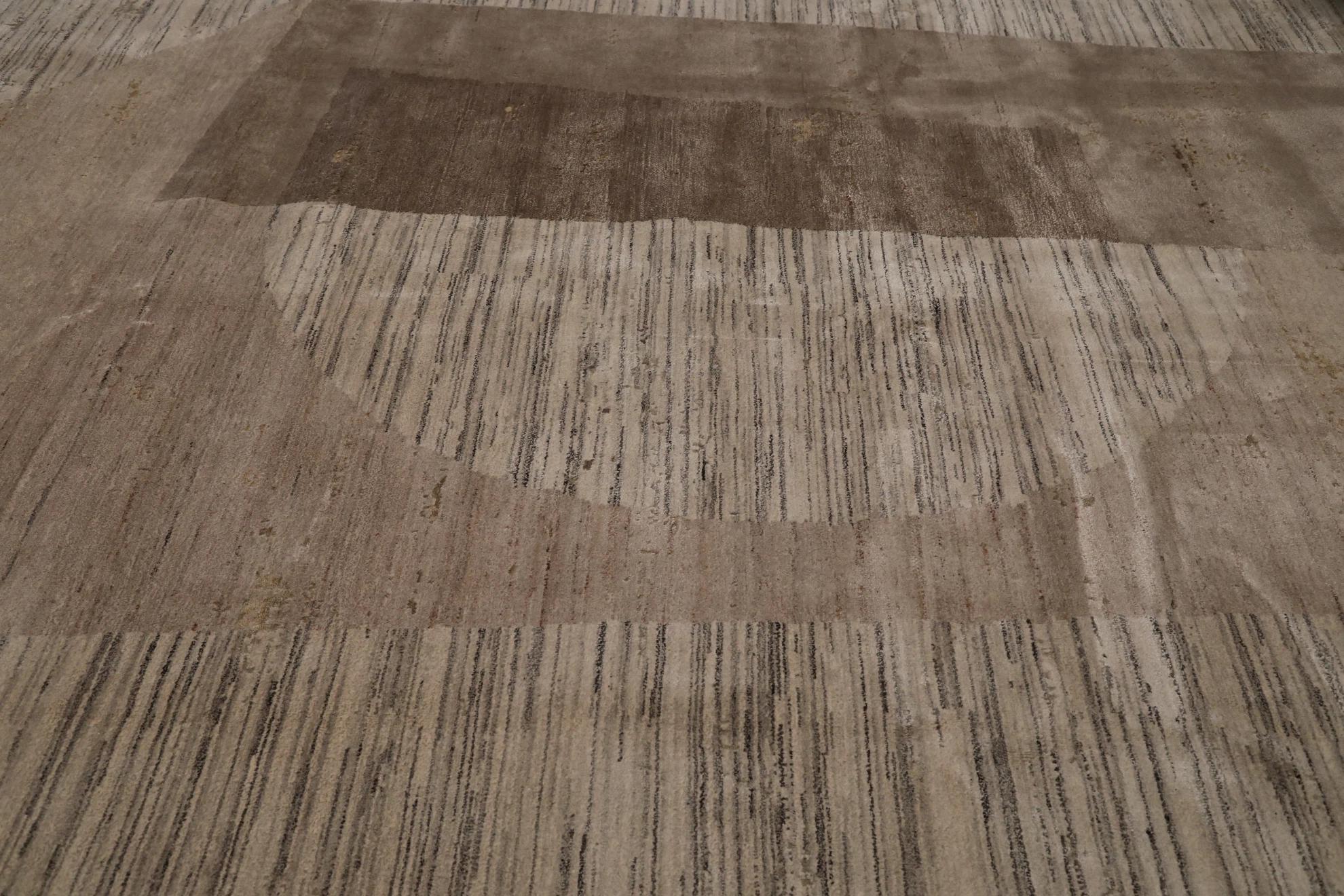 Indien Indien Bereich Teppiche - Wolle Brown Elfenbein Taupe Design - 99639 (Moderne) im Angebot