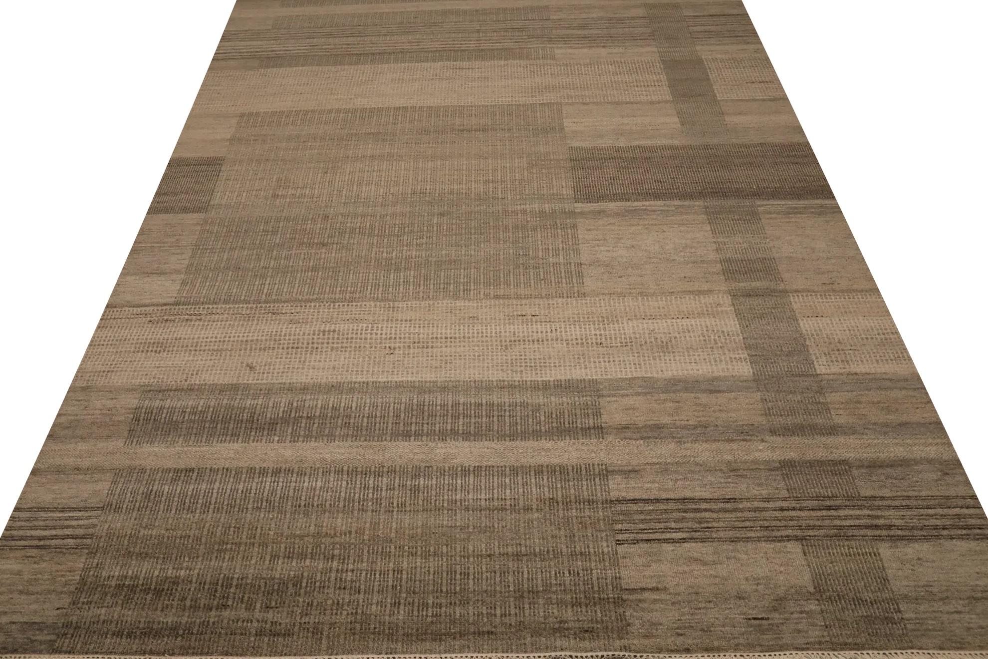 Tappeti India India - Lana Marrone Taupe Design - 98059 In condizioni ottime in vendita a Dallas, TX