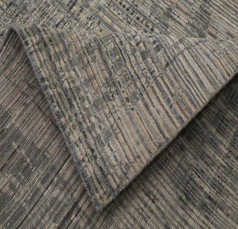 Indien Tapis indiens de laine gris vert ivoire - 93278 en vente