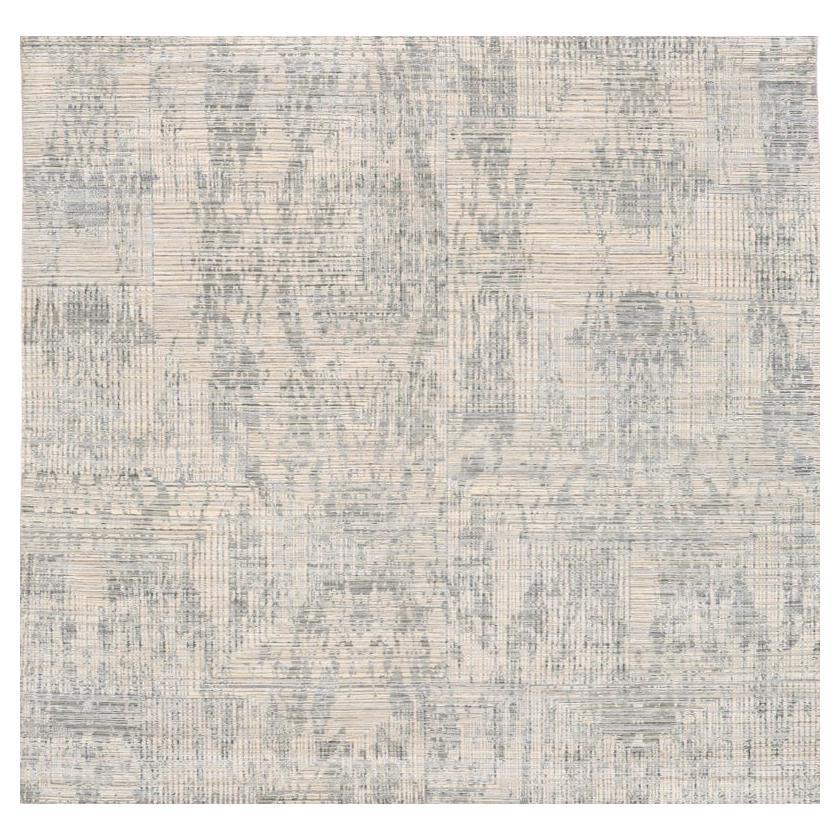India India Area Rugs - Wool Gray Green Ivory Design - 93278