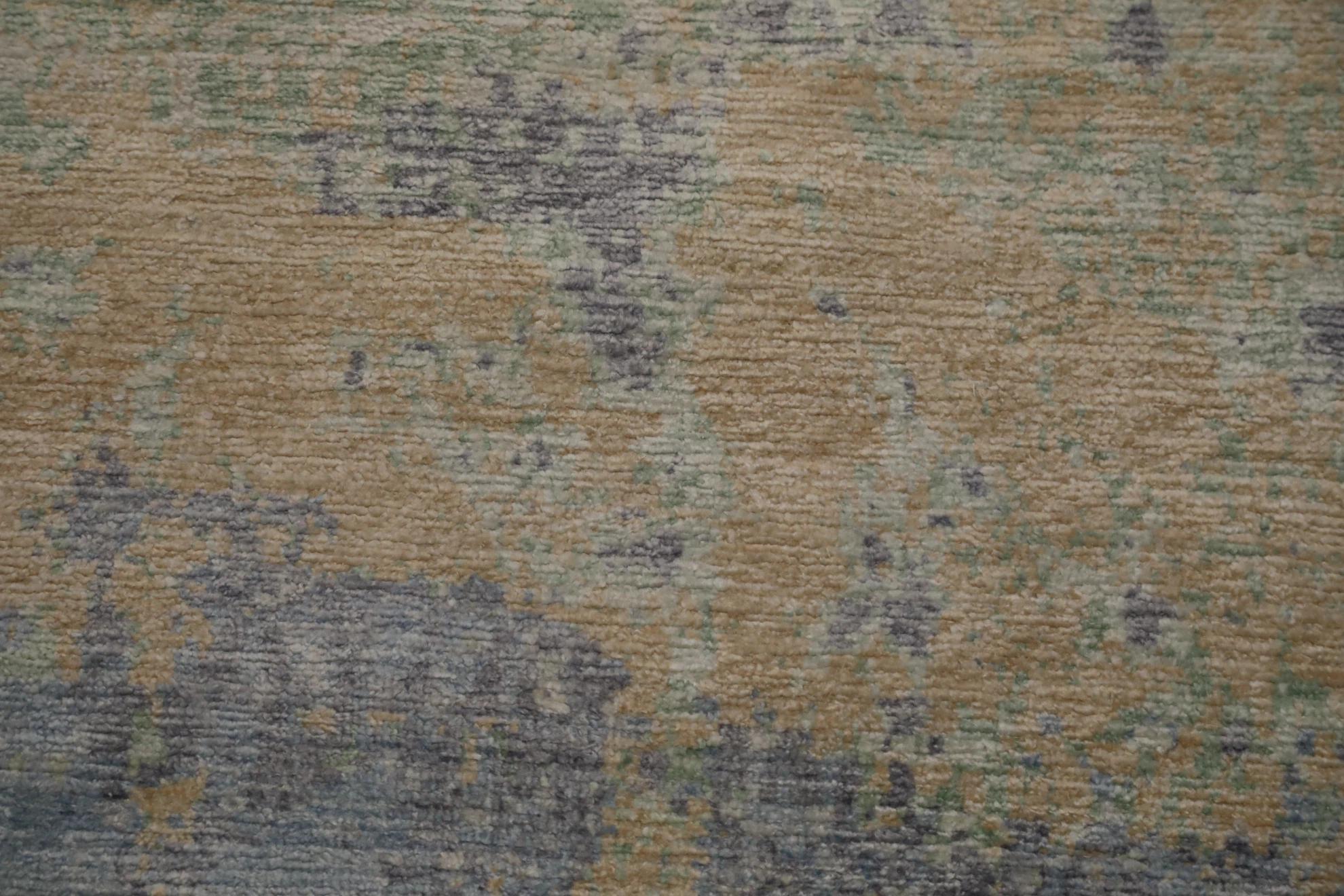 Indien Tapis d'Inde gris, vert, ivoire et jaune - 99673 en vente