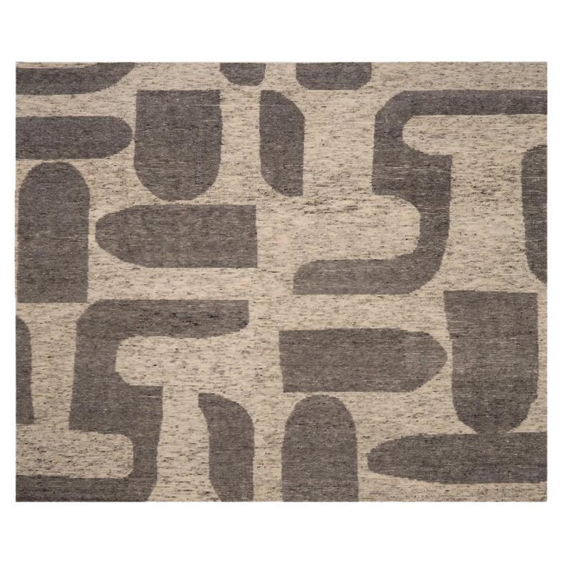 Indien Indien Over Size Teppich - Wolle Braun Elfenbein Design - 96626