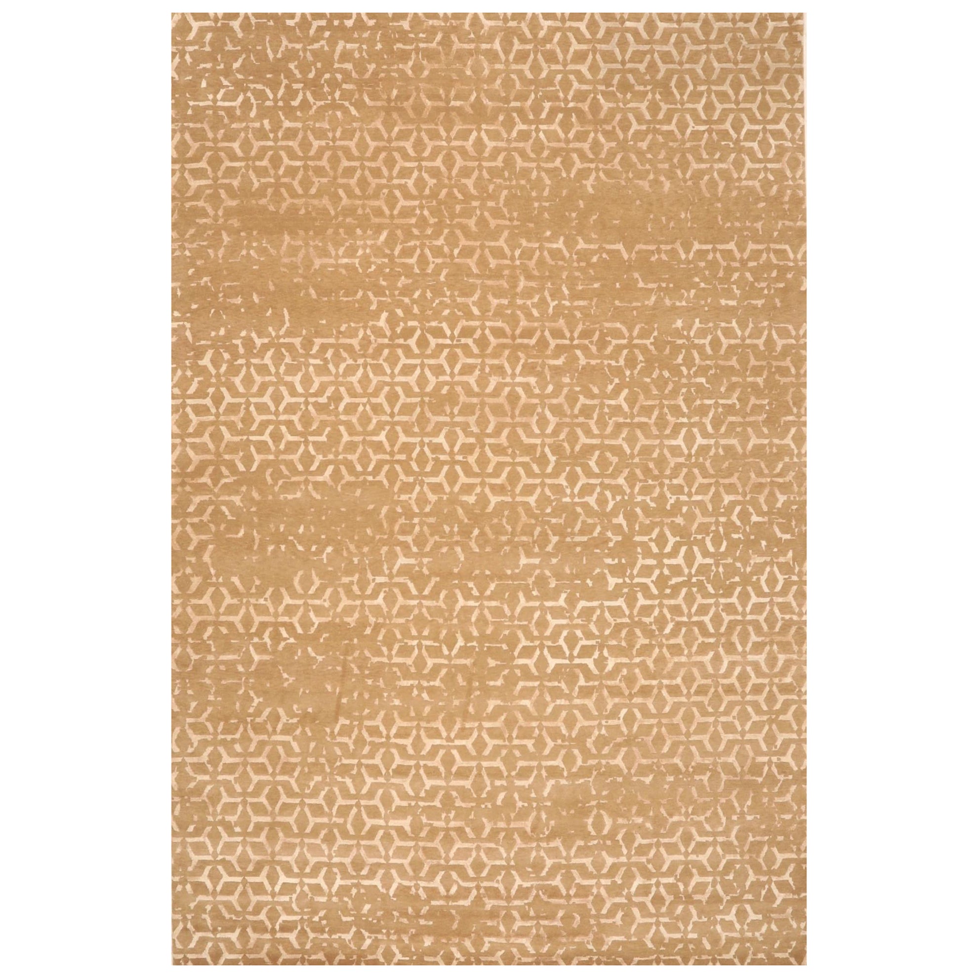 Indien Indien über Größe Teppich - Wolle Brown Elfenbein Design - 99648