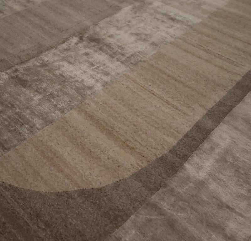 Indien Indien Over Size Teppich - Wolle Braun Elfenbein Taupe Design - 99595 (Moderne) im Angebot