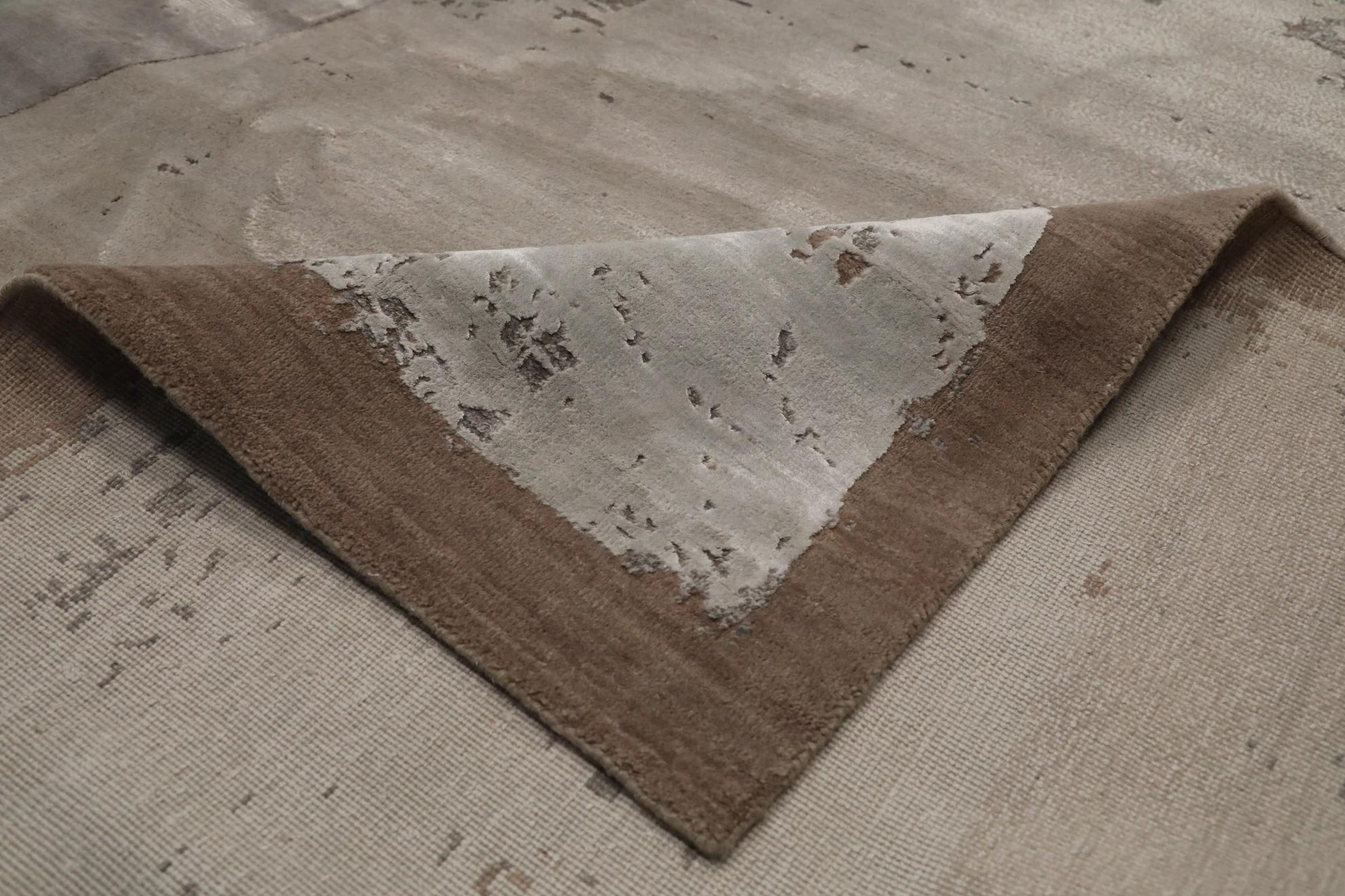 Indien Indien Over Size Teppich - Wolle Braun Elfenbein Taupe Design - 99638 (Indisch) im Angebot