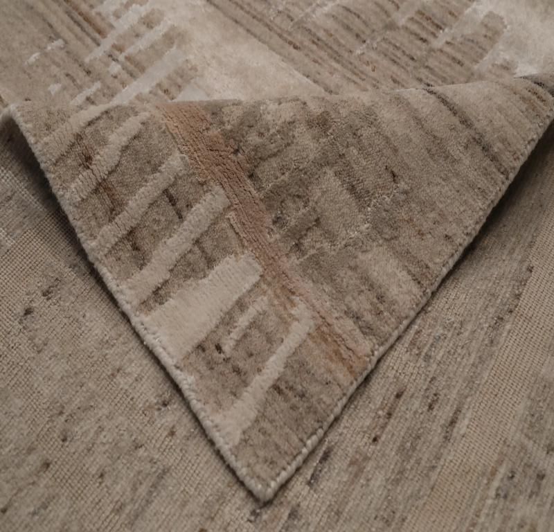 Modern India India Over Size Rug - Wool Ivory Taupe Design - 99598 For Sale