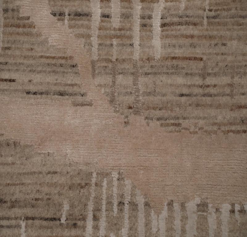 Indian India India Over Size Rug - Wool Ivory Taupe Design - 99598 For Sale