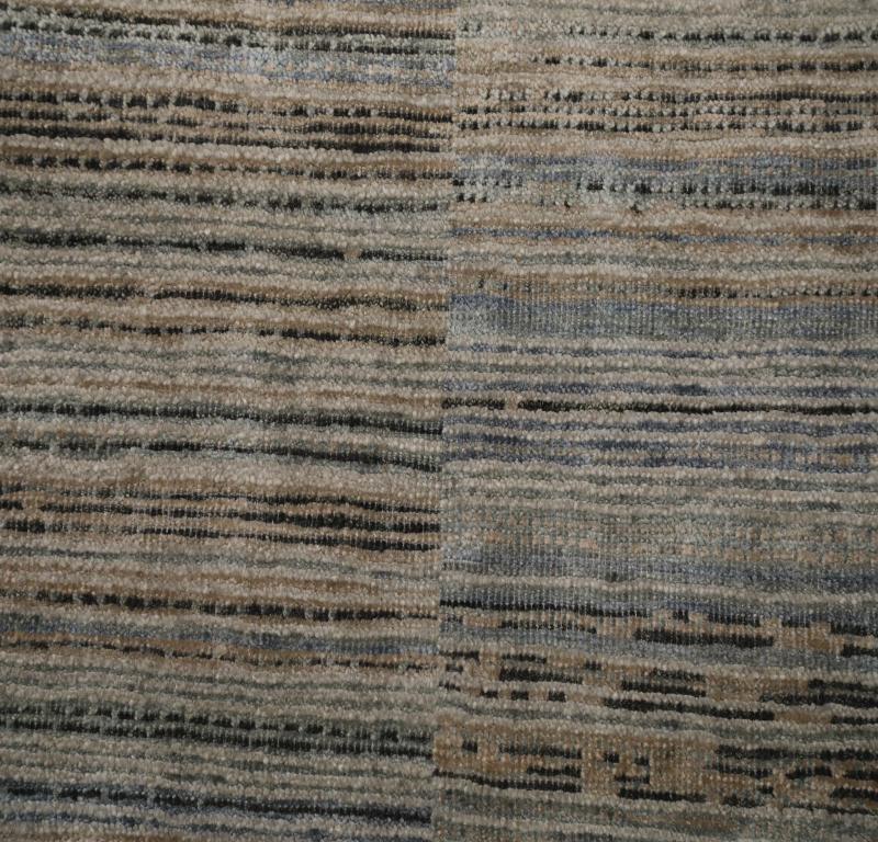 India Läufer - Wolle Schwarz Blau Elfenbein Design - 99113 (Handgeknüpft) im Angebot