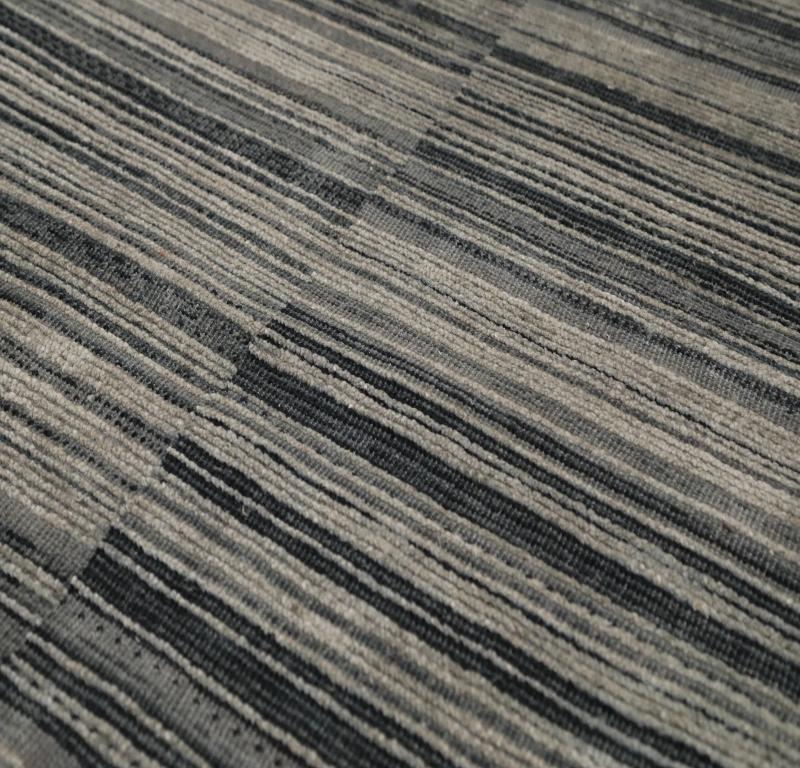 India Läufer - Wolle Schwarz Grau Elfenbein Design - 99111 (Moderne) im Angebot