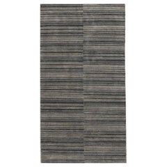 India India Runner Rug - Wool Black Gray Ivory Design - 99111