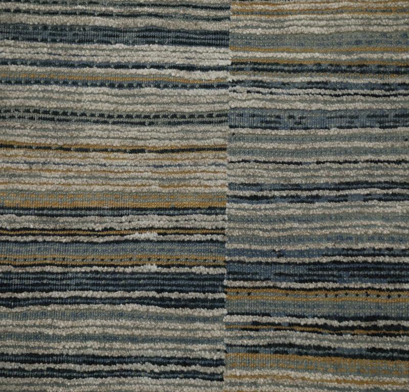 Indien Indien Läufer Teppich - Wolle Blau Elfenbein Gelb Design - 99115 (Handgewebt) im Angebot