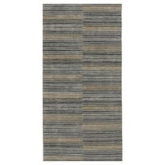 India India Runner Rug - Wool Blue Ivory Yellow Design - 99115