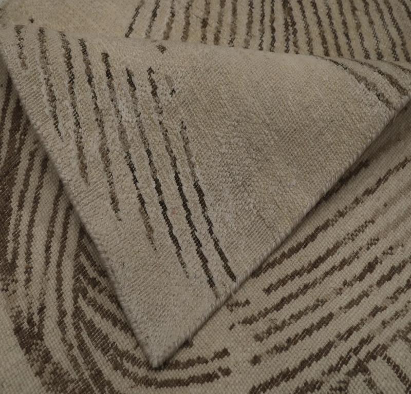 Indien Indien Läufer Teppich - Wolle Braun Elfenbein Design - 99110 (Indisch) im Angebot