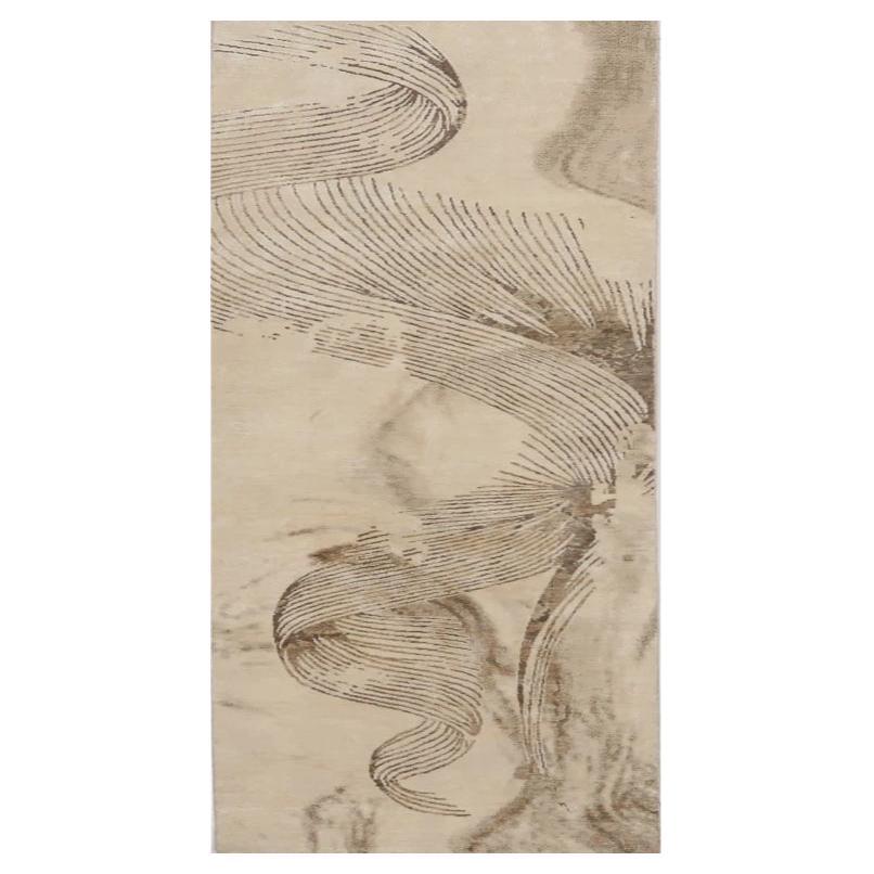 Indien Indien Läufer Teppich - Wolle Braun Elfenbein Design - 99110