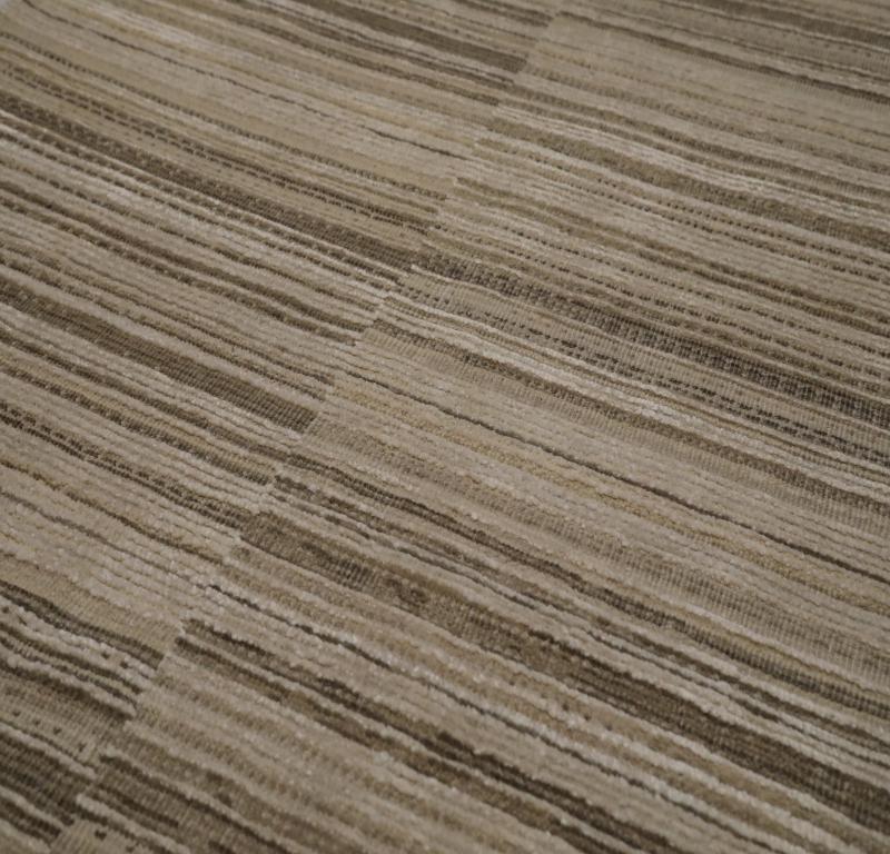 Indien Indien Läufer Teppich - Wolle Braun Elfenbein Taupe Design - 99116 (Moderne) im Angebot