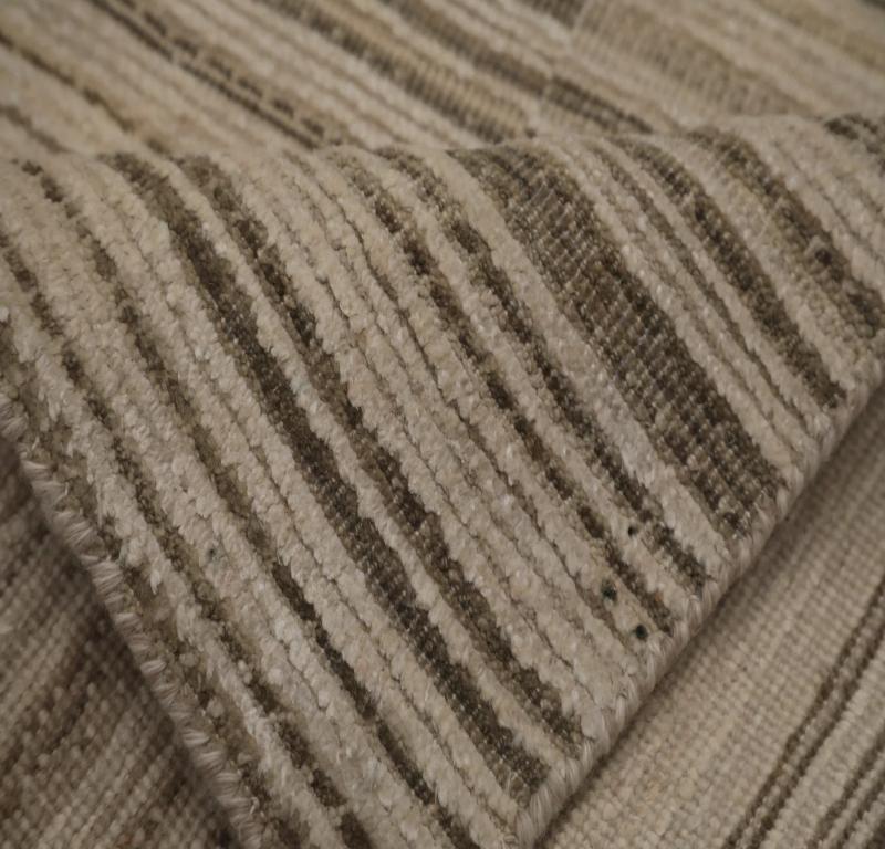 Indien Indien Läufer Teppich - Wolle Braun Elfenbein Taupe Design - 99116 (Indisch) im Angebot