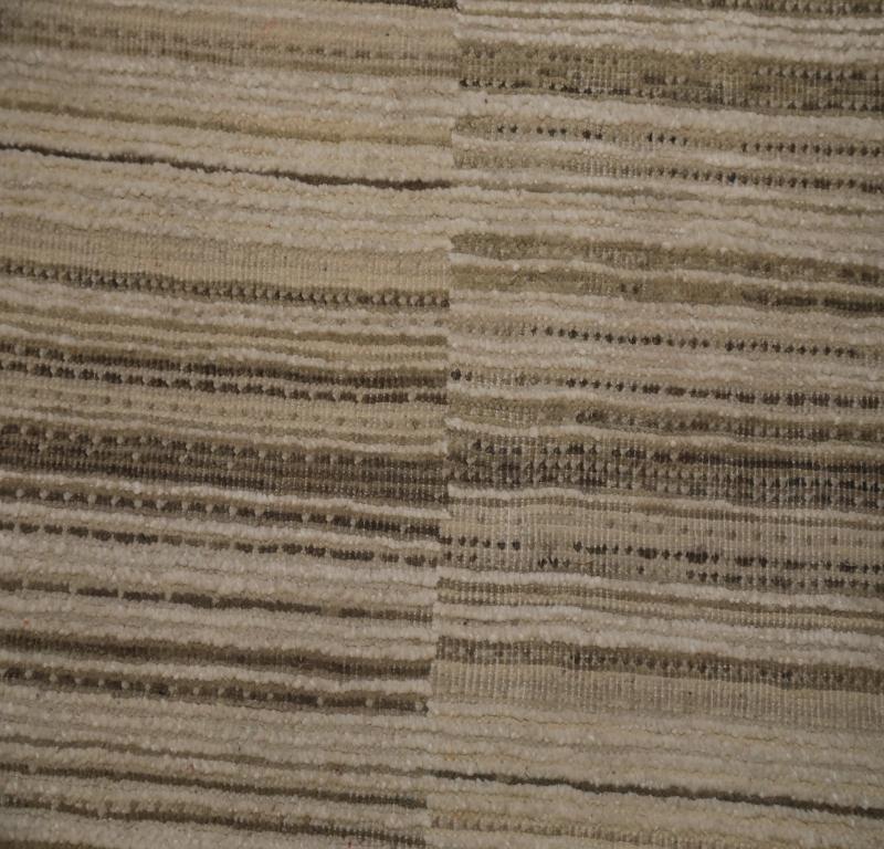 Indien Indien Läufer Teppich - Wolle Braun Elfenbein Taupe Design - 99116 im Zustand „Hervorragend“ im Angebot in Dallas, TX