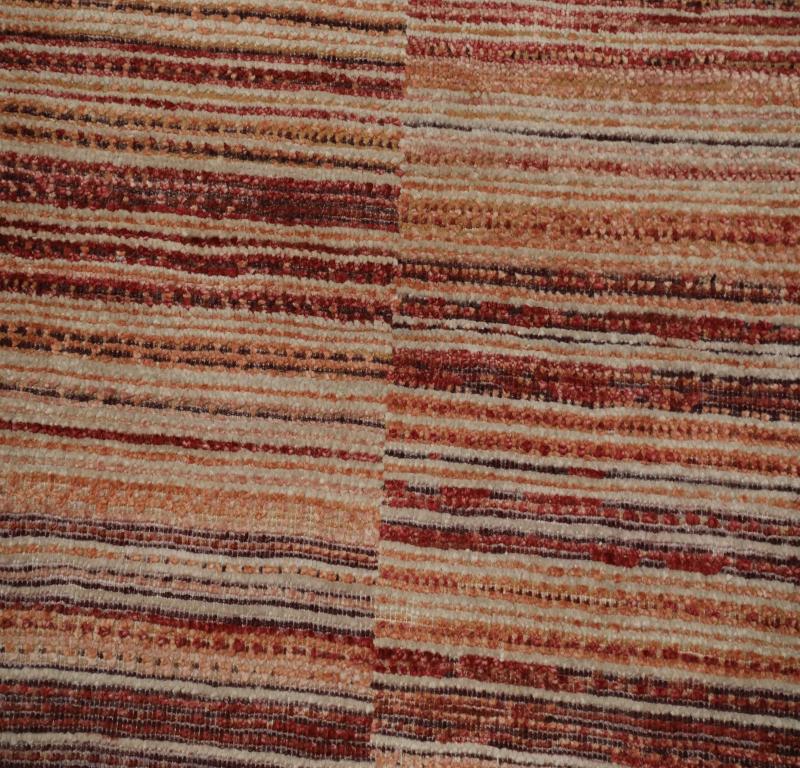 Alfombra Corredera India - Lana Diseño Marfil Naranja Rojo - 99114 Tejido a mano en venta