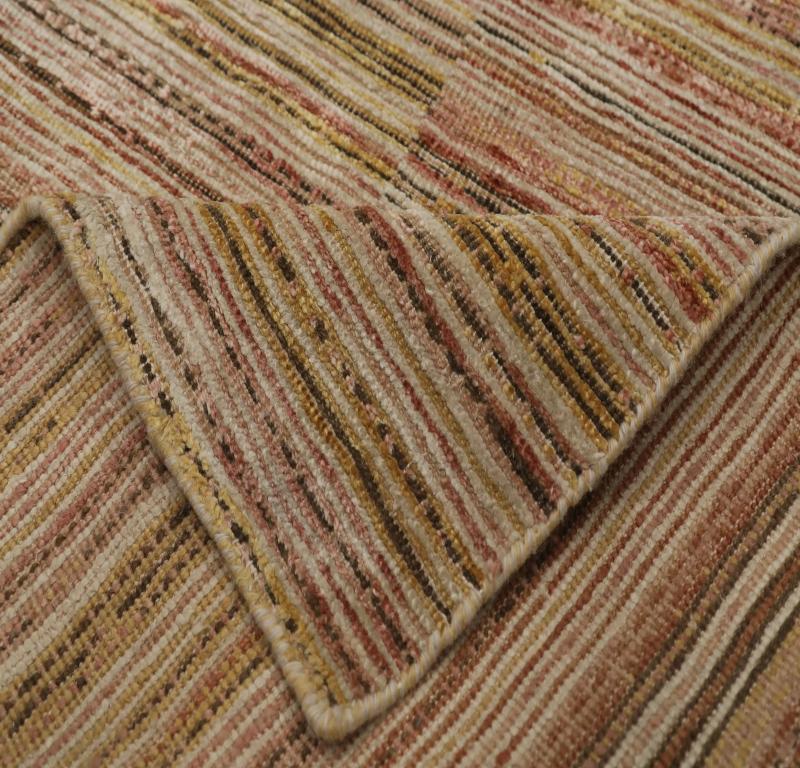 Indien Tapis de couloir indien - Design en laine ivoire rose jaune - 99112 en vente