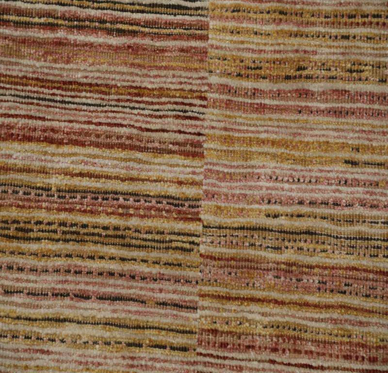 Tissé à la main Tapis de couloir indien - Design en laine ivoire rose jaune - 99112 en vente