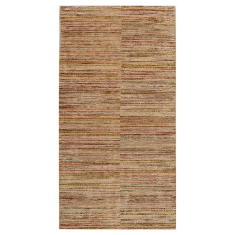 Tapis de couloir indien - Design en laine ivoire rose jaune - 99112 en vente