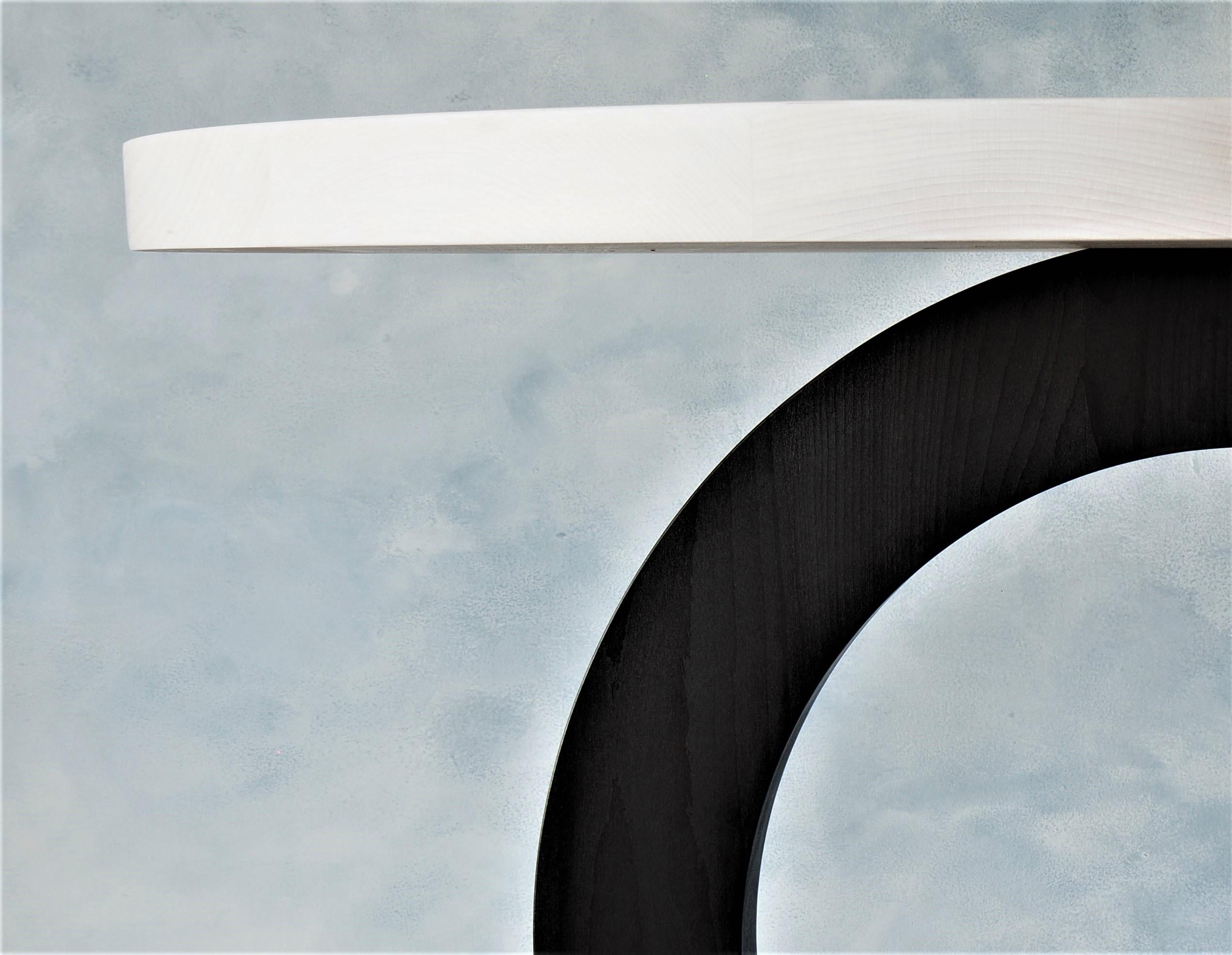 North American India Ink and White Round Dual Crescent Table by MSJ Furniture Studio