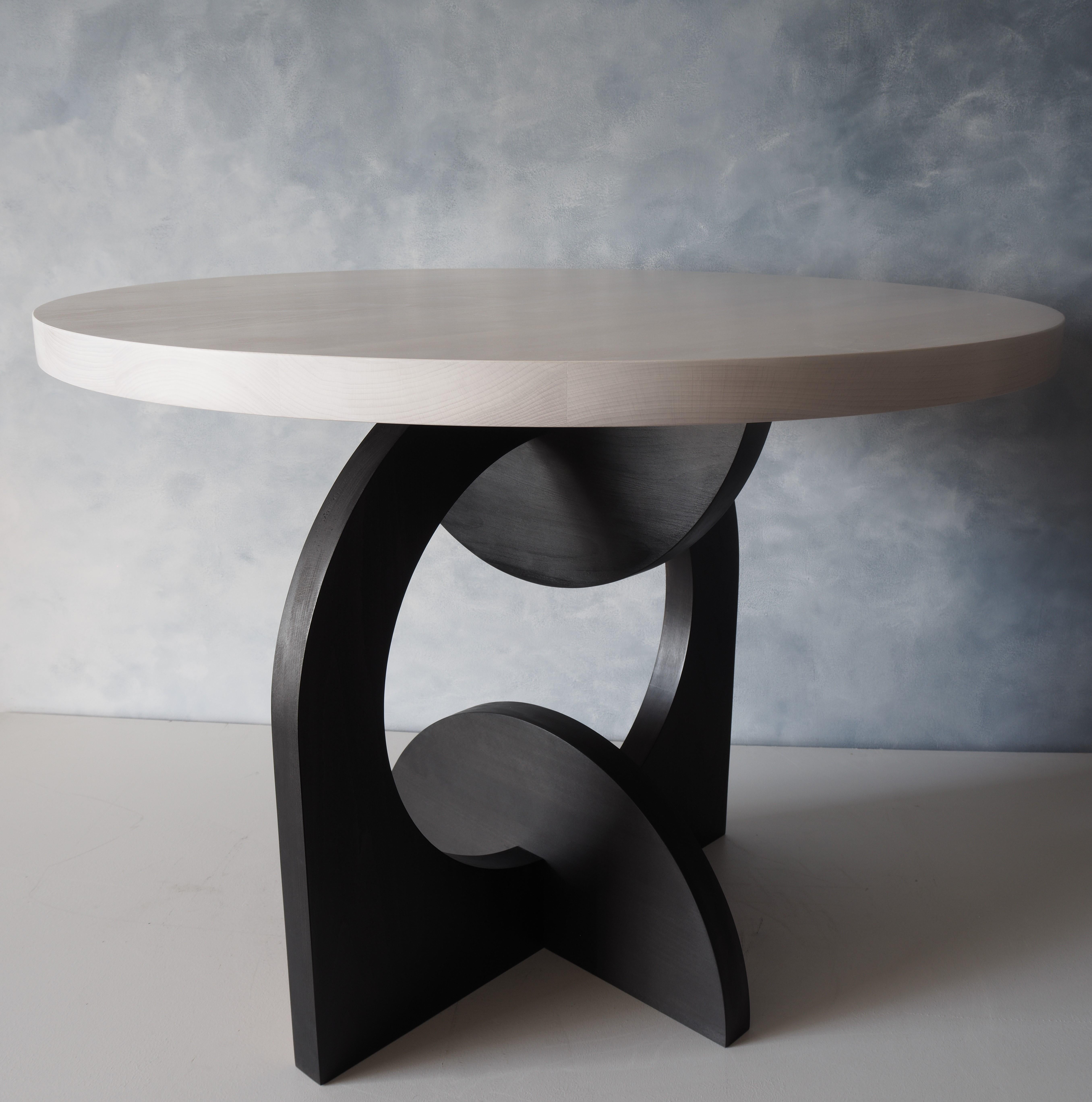 India Ink and White Round Dual Crescent Table by MSJ Furniture Studio In New Condition In Vancouver, BC