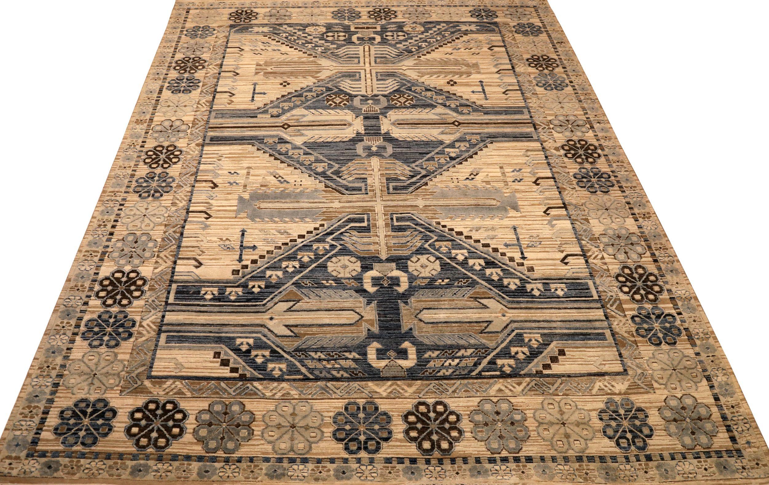 Scopri l'eleganza dei tappeti India Kazak in CIRCA 1990. Progettato con lana e blu-avorio, questo design esclusivo è perfetto per valorizzare il tuo spazio.