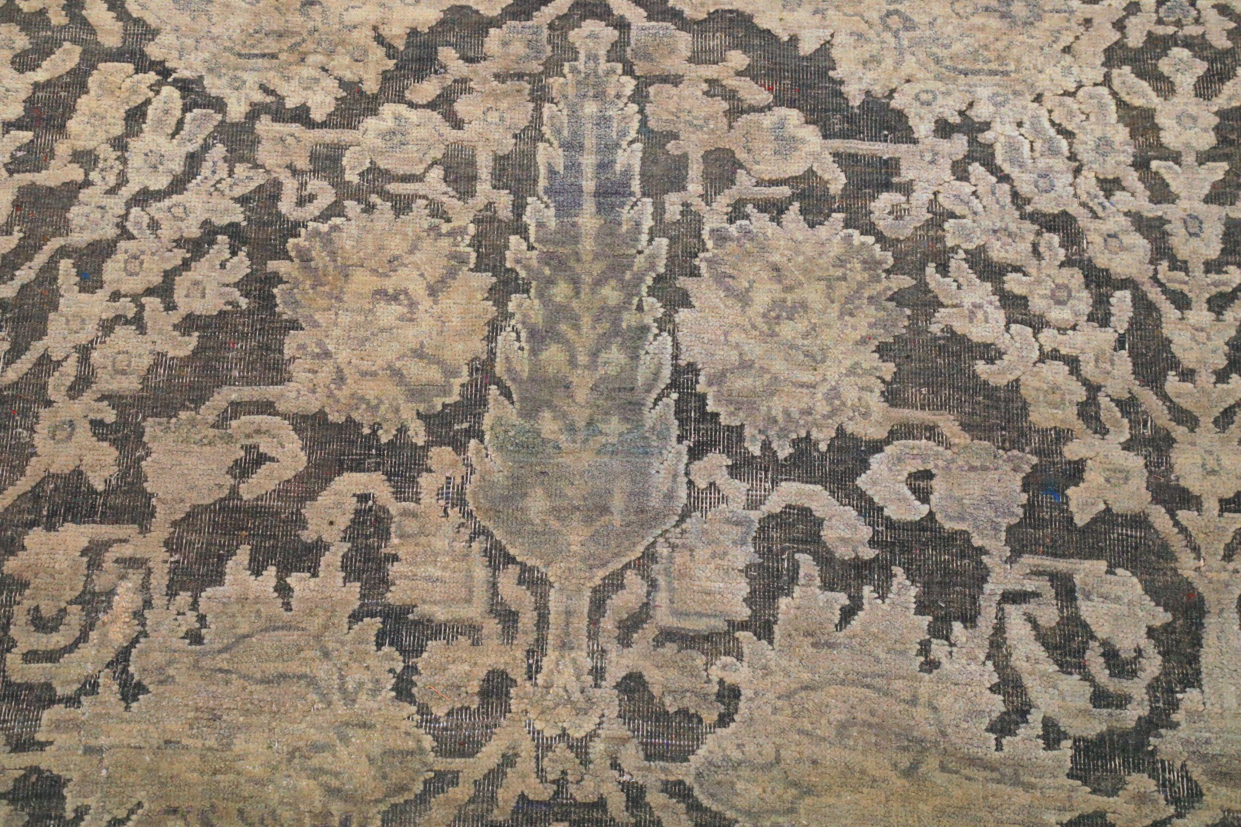 Annodato a mano Tappeti India Kerman - Lana Marrone Avorio Design - 94181 in vendita
