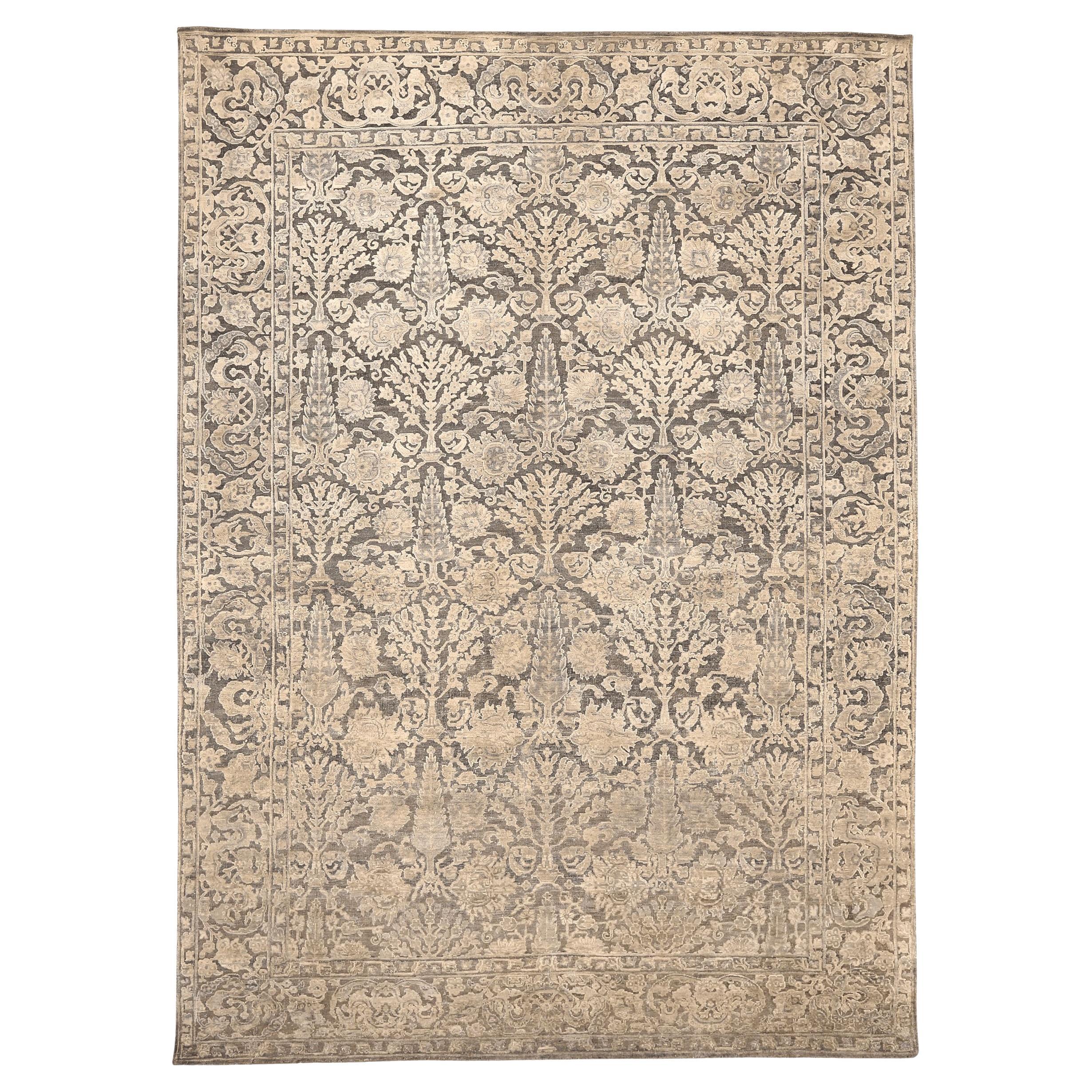 Tappeti India Kerman - Lana Marrone Avorio Design - 94181 in vendita