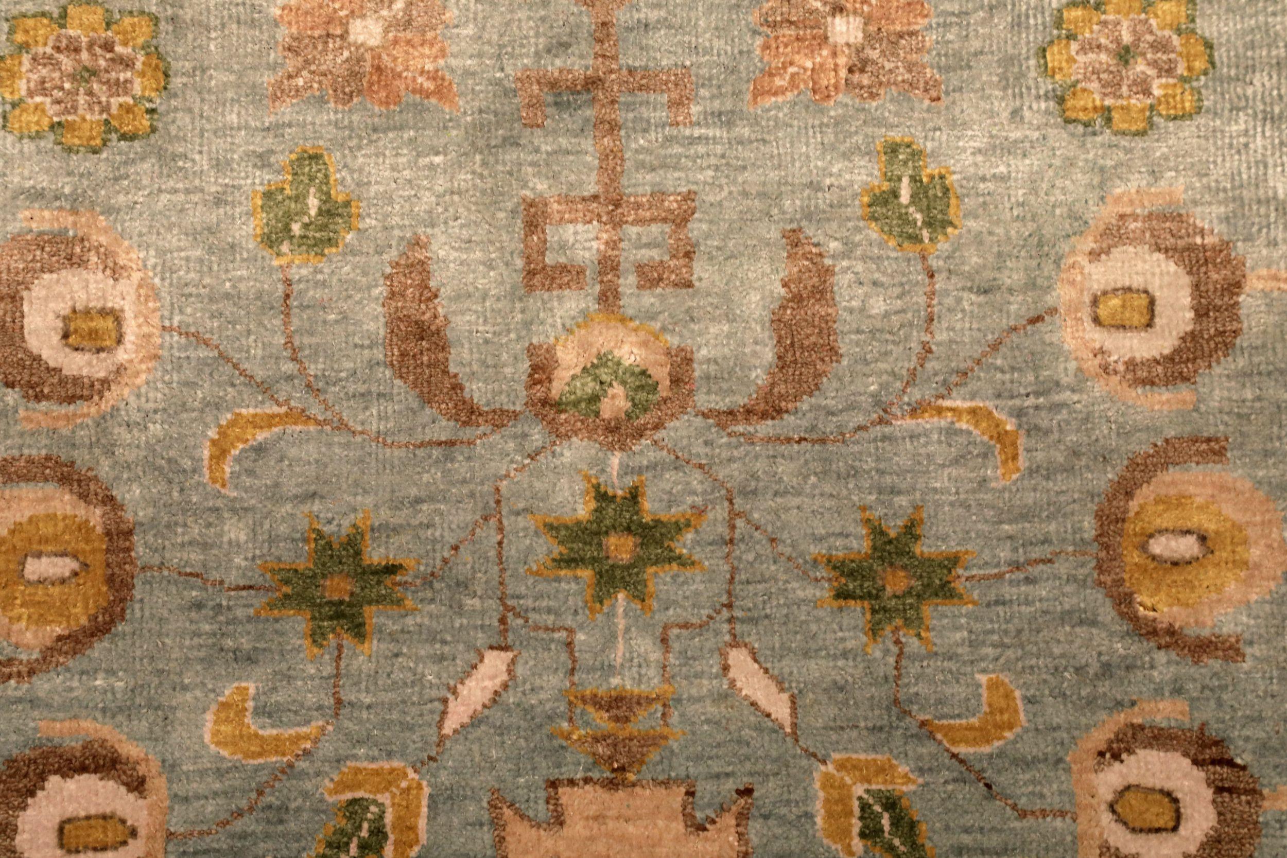 Khotan-Teppiche aus Indien - Wolle in Blau mit Muster - 94115 im Zustand „Hervorragend“ im Angebot in Dallas, TX