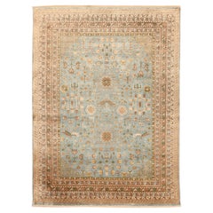 Tapis Khotan Inde - Motif Bleu Laine - 94115
