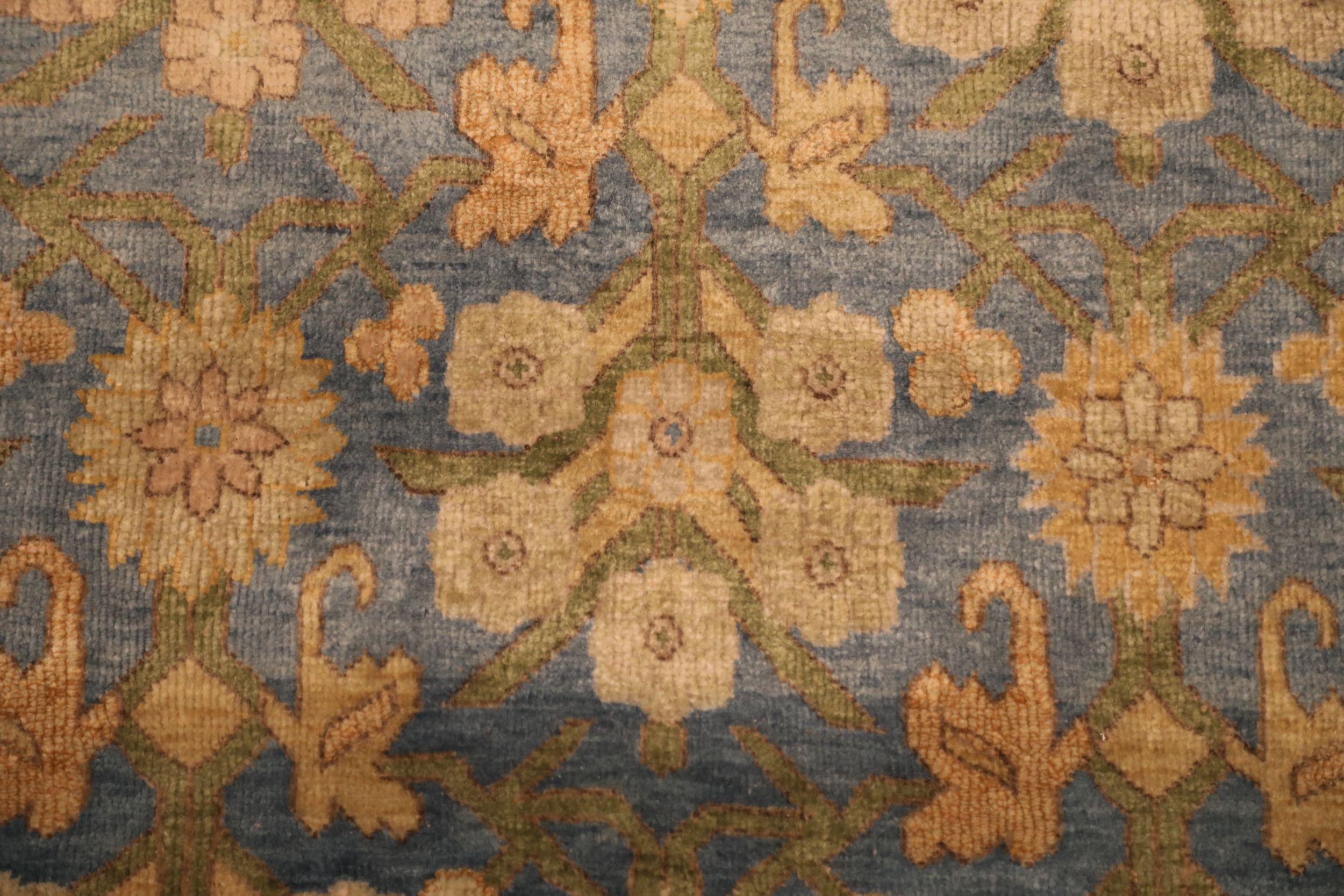 Indien Khotan Bereich Teppiche - Wolle Blau Grün Elfenbein Gelb Design - 93854 im Zustand „Hervorragend“ im Angebot in Dallas, TX